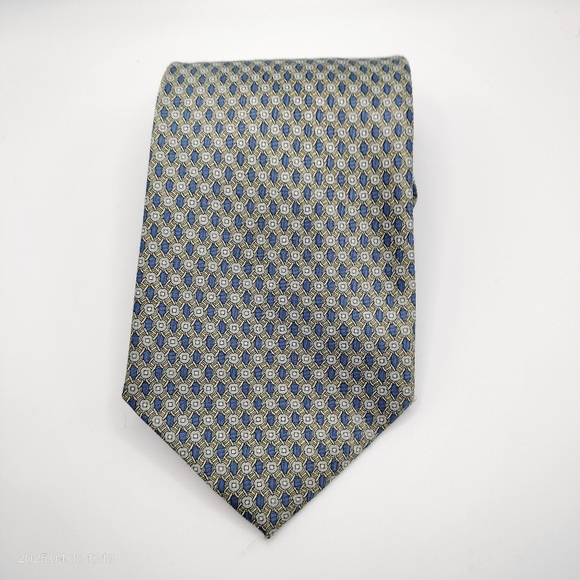 Luigi Valentino Other - Luigi Valentino Silk Necktie Blue and Gray Geometric Circle Men's Tie Formal